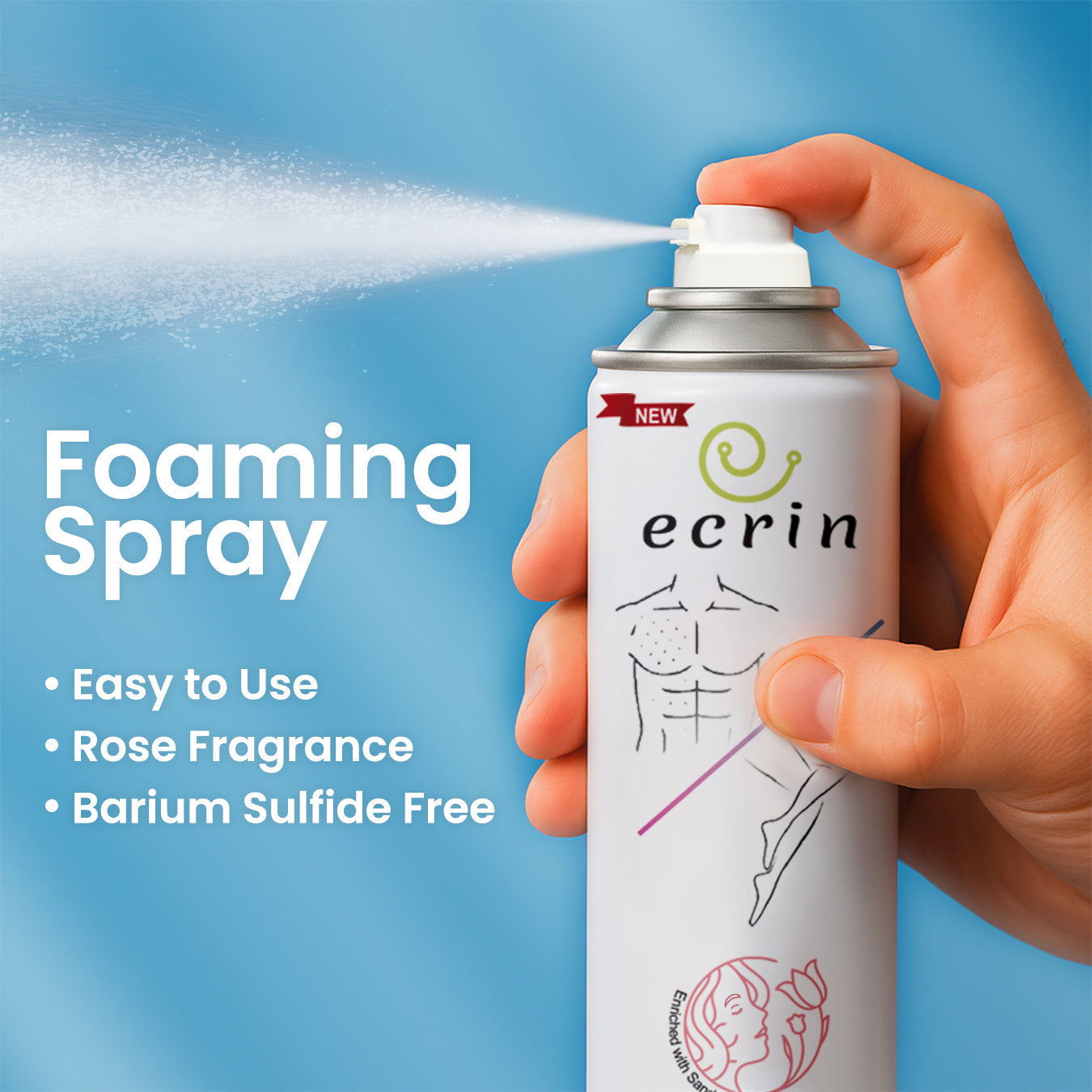 New Ecrin Hair Removal Foaming Spray - Advance Formula & Refreshing Fragrance - 200ml