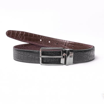 2-in-1 Reversible Leather Belt Crocodile Texture