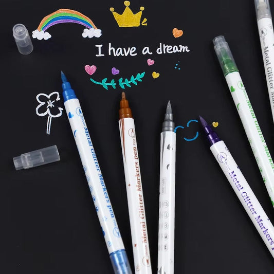 GlamGlitz Dual-Tip Nail Art Glitter Pen Set